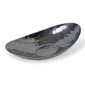 Mary Jurek Large Bowl MJ Hammered Oval Metal Fruit Salad Modern Serving Piece